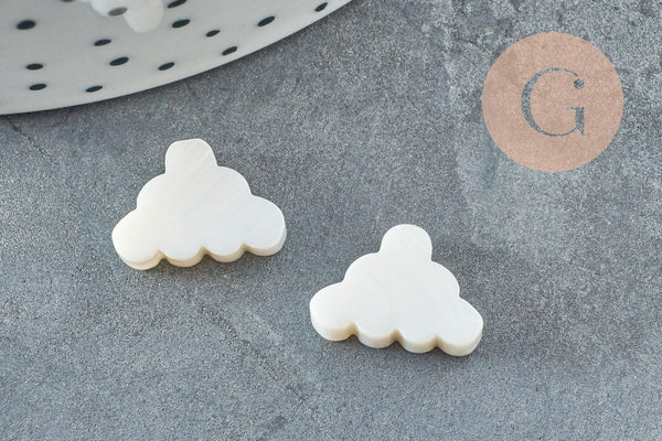 Perle nuage nacre blanche naturelle 15mm, x1 (G1973)