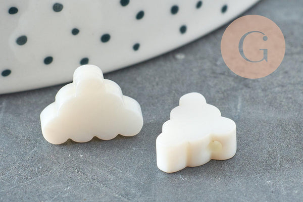 Perle nuage nacre blanche naturelle 15mm, x1 (G1973)
