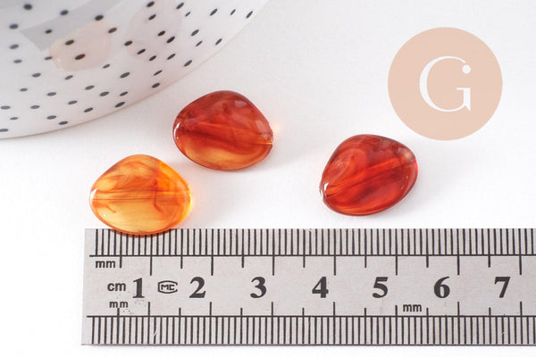 Perle nuggets acrylique imitation ambre 17mm, x2 (G10484)