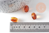 Perle ovale acrylique imitation ambre marron 14mm, x10 (G10998)