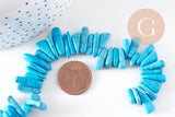 Perle ovale chips howlite turquoise, pierre howlite naturelle, pierre,perle pierre,12-20mm, fil de 39cm x1 (G4068)