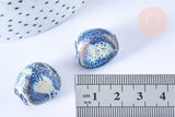 Perle ovale en porcelaine artisanale, des perles en céramique pour des bijoux originaux, 18-21mm, x5 (G5467)