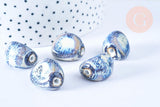 Perle ovale en porcelaine artisanale, des perles en céramique pour des bijoux originaux, 18-21mm, x5 (G5467)