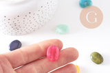 Perle ovale plate acrylique imitation pierre 19x15mm, x10 (G10489)