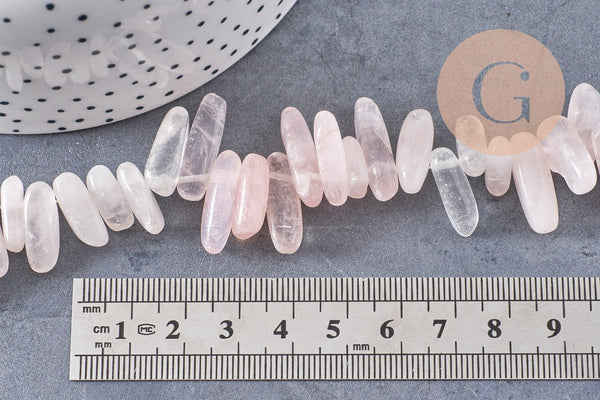 Perle ovale quartz rose naturel 13-22mm, x1 fil de 22cm (G1475)