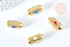 Perle ovale talisman message émail coloré laiton doré 18k 19mm, x1 (G6994)
