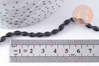 Perle ovale verre facetté noir 6x4mm, fil de 38cm x1 (G10628)