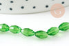 Perle ovale verre facetté vert clair 6x4mm, fil de 38cm, x1 (G10600)