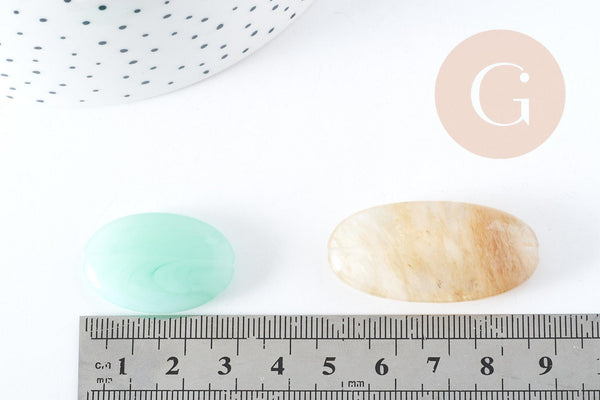 Perle ovale verre multicolore 24-40mm, création bijoux faits main x1 (G9696)