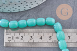 Perle ovale verre vert opaquet, des perles en verre imitation jade, fil de 39 perles,9.5mm x1 (G5368)
