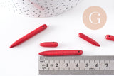 Perle pointe howlite naturelle rouge 18-43mm, fil de 38cm environ x1 (G10133)