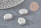 Perle poisson céramique blanche 17mm, x5 (G11338)-Perles-Gingerlily Perles