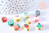 Perle polymère fruits multicolore 12x10mm, x50 G5029