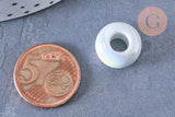 Perle porcelaine blanche irisé donut 15-16mm, perle céramique, céramique blanche, x10 (G3311)