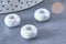 Perle porcelaine blanche irisé donut 15-16mm, perle céramique, céramique blanche, x10 (G3311)