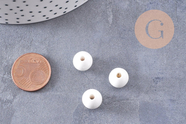 Perle porcelaine blanche, perle lisse céramique, fabrication bijoux, céramique blanche, 10mm, x10 G5383