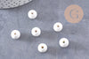 Perle porcelaine blanche, perle lisse céramique, fabrication bijoux, céramique blanche, 10mm, x10 G5383