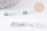 Perle porcelaine bleu pâle, perle céramique, porcelaine bleu 10mm, x5 (G1715)