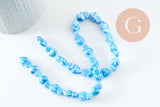 Perle porcelaine coeur bleu clair irisé 16mm, x24 (G9798)