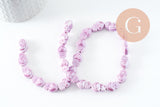 Perle porcelaine coeur violet irisé 16mm, x24 (G9799)