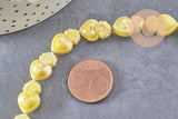 Perle porcelaine jaune coeur irisé 16mm, x20 (G3535)
