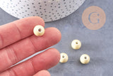 Perle porcelaine jaune pâle, perle ronde, création bijoux, 11m, x5 (G1370)