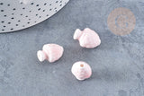 Perle porcelaine rose clair pomme de pin 19mm,perle céramique, céramique blanche, x10 (G8693)