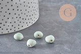 Perle porcelaine verte coeur, perle céramique géométrique pour fabrication bijoux en céramique verte,11.5mm x10 (G3785)