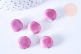 Perle porcelaine violet 15mm, perle striées,perle céramique, céramique violette, x5 (G3496)