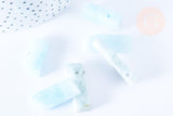 Perle rectangle aigue-marine 35-42 mm, pierre naturelle, x 2 (G6452)