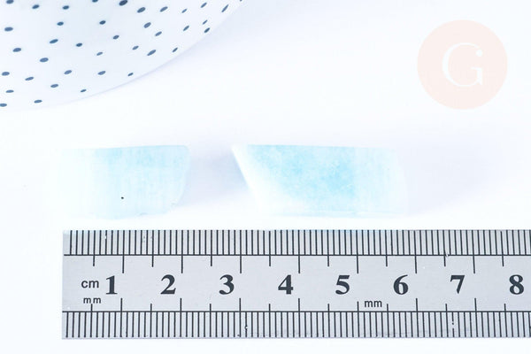 Perle rectangle aigue-marine 35-42 mm, pierre naturelle, x 2 (G6452)