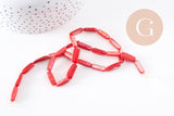 Perle rectangle nacre rouge naturelle, perle rectangulaire, coquillage teinté rouge, 14mm,fil de 39cm, x1 (G1063)
