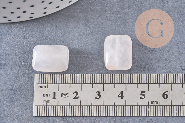 Perle rectangle quartz rose naturelle 16mm, x1 fil de 21cm (G2132)