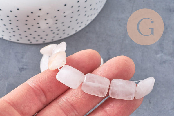 Perle rectangle quartz rose naturelle 16mm, x1 fil de 21cm (G2132)