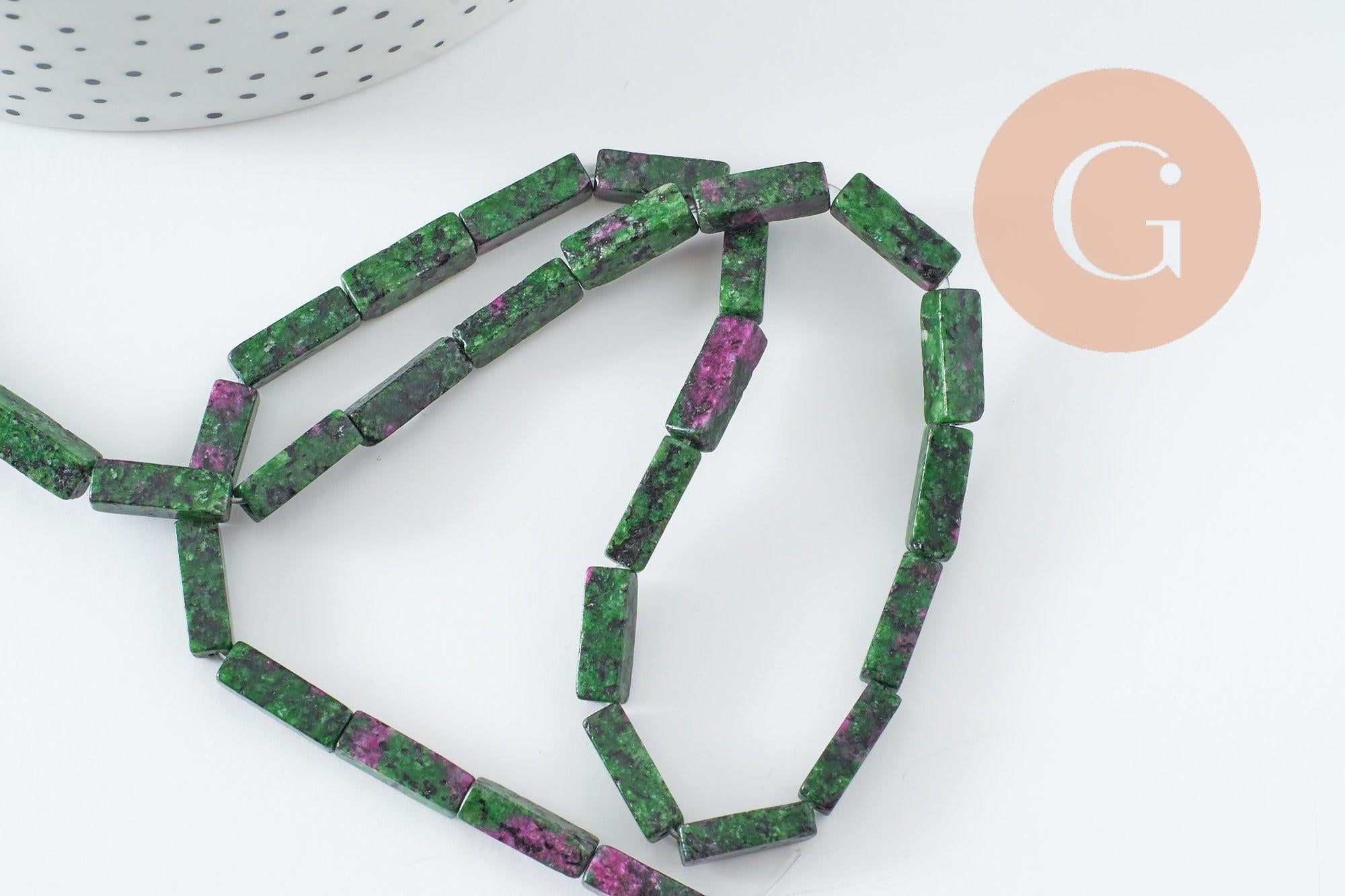 Perle rectangle rubis zoisite naturelle 13mm, x1 fil de 40cm (G1798)