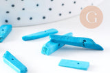 Perle rectangulaire howlite turquoise, howlite naturelle, perle turquoise, perle pierre, x10 (G2029)