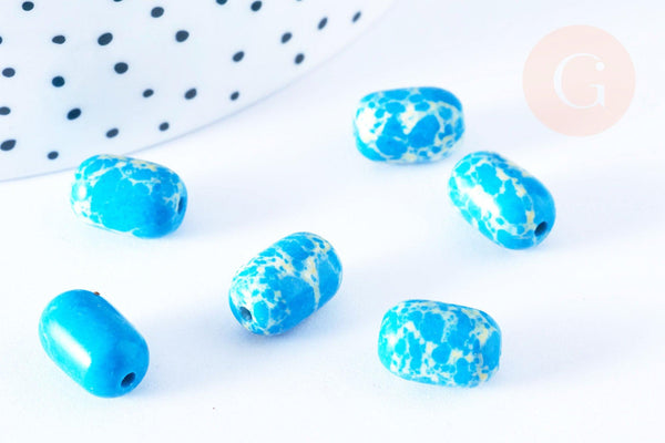 Perle regalite bleu turquoise ovale 13mm, pierre, x5 (G7081)