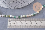 Perle ronde agate mousse naturelle 4mm, x1 fil de 90 perles (G1537)