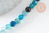 Perle ronde agate naturelle teintée bleu océan facettée 4mm, x1 fil de 37cm (G1527)