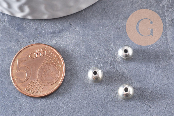 Perle ronde argent tibétain vieilli,perles argent, sans nickel,perle intercalaire, 6mm, x10 (G0819)