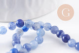 Perle ronde aventurine bleue naturelle 4mm, x1 fil de 38cm (G3623)