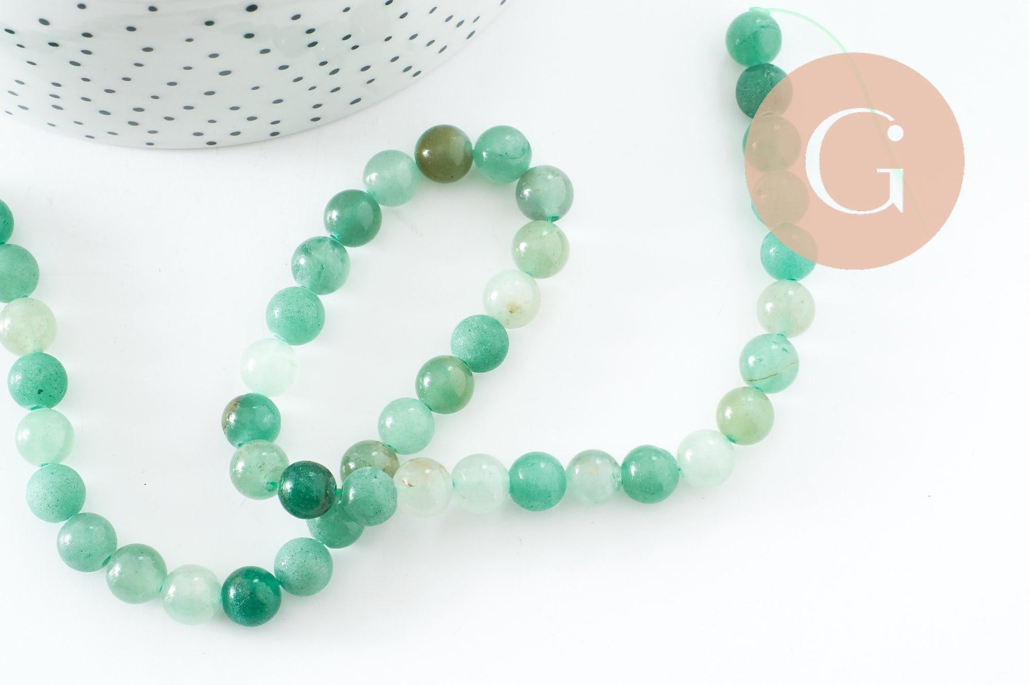 Perle ronde aventurine naturelle 8mm, x1 fil de 39.6cm (G1826)