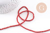 Perle ronde bambou de mer rouge, perle imitation corail en bambou de mer naturel, le fil de 47cm,3mm, x1 (G3887)