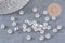 Perle ronde coeur noir plastique blanc, x10Gr (G2031)