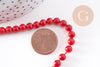 Perle ronde corail rouge, perles corail, fabrication bijoux,corail rouge,corail naturel, fil de 40cm environ ,6mm x1 (G5388)