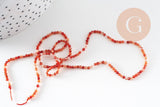 Perle ronde cornaline orange naturelle lisse 2-3mm, x1 fil de 39cm (G4323)