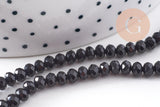 Perle ronde en jade de Malaisie noir,perle jade, pierre naturelle, jade naturel, pierre, facette 4x2mm, fil 35cm, x1 (G7424)