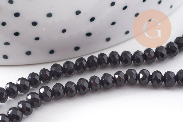 Perle ronde en jade de Malaisie noir,perle jade, pierre naturelle, jade naturel, pierre, facette 4x2mm, fil 35cm, x1 (G7424)