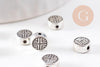 Perle ronde gravée argent vieilli,perles argent,création bijoux, sans nickel,perle intercalaire,6.3mm, x10 (G2610)