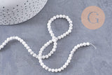 Perle ronde howlite blanche naturelle 4mm, x1 fil de 38cm (G3841)